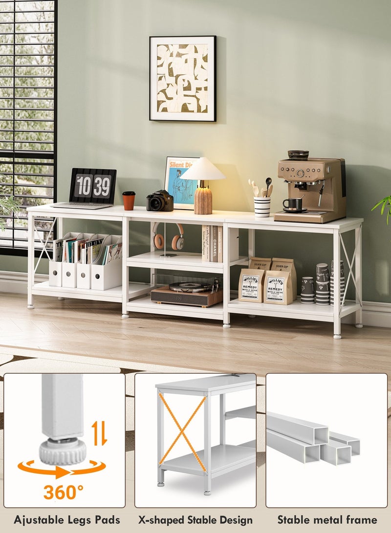 Zanotta 180*40*60cm TV Table TV Stand Table For TV Up To 75 Inch Storage Shelves Entertainment Center and TV Console Table for Home Living Room White - Image 3