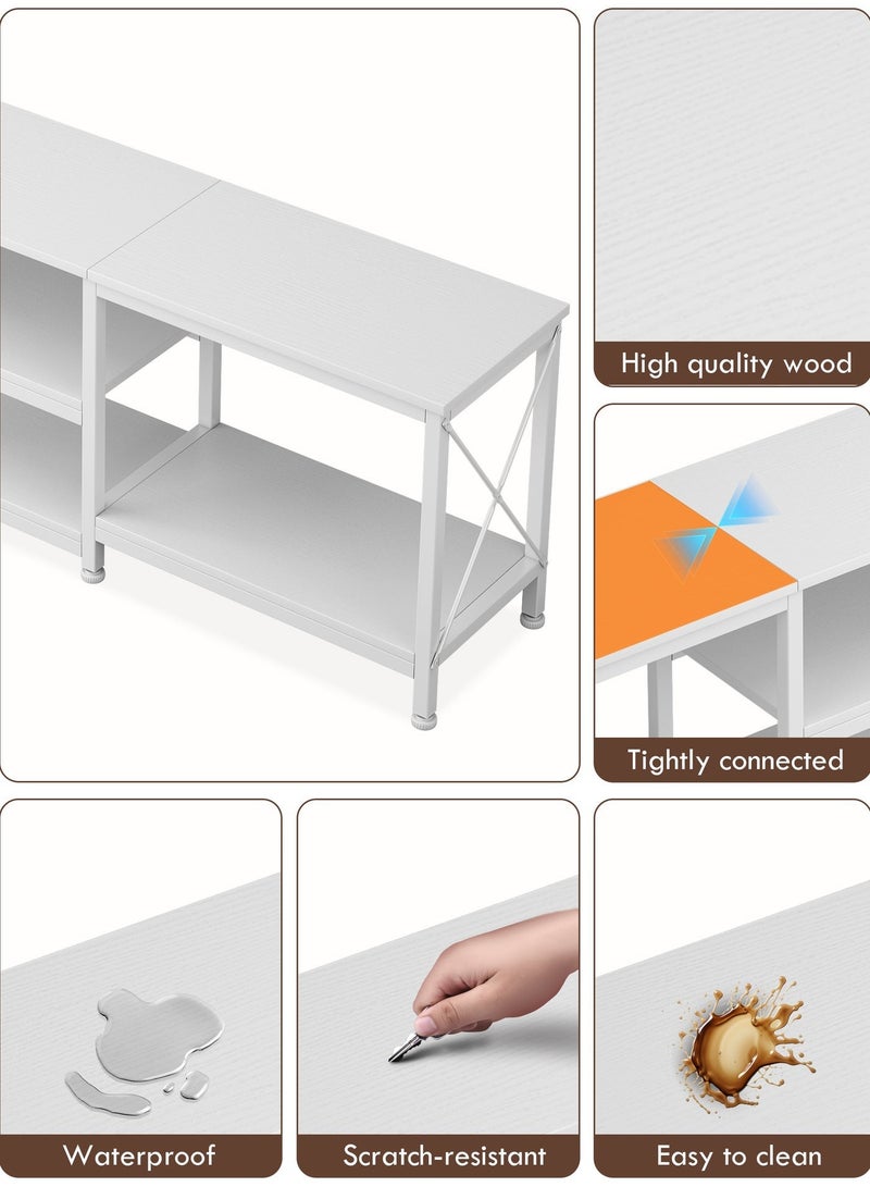 Zanotta 180*40*60cm TV Table TV Stand Table For TV Up To 75 Inch Storage Shelves Entertainment Center and TV Console Table for Home Living Room White - Image 5