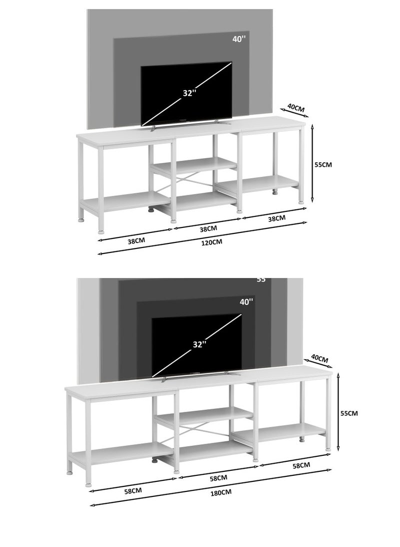 Zanotta TV Table TV Stand Table For TV with Storage Shelves Entertainment Center and TV Console Table for Home Living Room White - Image 3