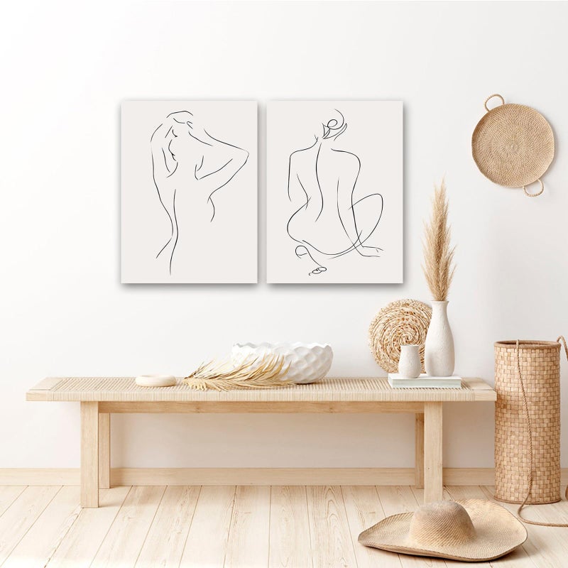 PUYIQARE Abstract Figures Posters Nude Yoga Woman Minimalist Canvas Painting Line Body Art Print Nordic Wall Pictures Bedoom Decoration Framed (Line Woman Art-A  12x16Inch Framed (ready to hang)) - Image 3
