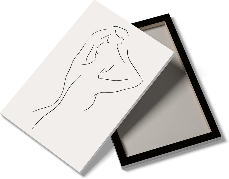 PUYIQARE Abstract Figures Posters Nude Yoga Woman Minimalist Canvas Painting Line Body Art Print Nordic Wall Pictures Bedoom Decoration Framed (Line Woman Art-A  12x16Inch Framed (ready to hang)) - Image 1