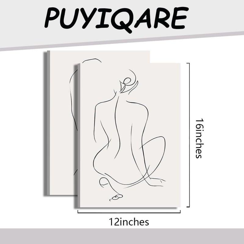 PUYIQARE Abstract Figures Posters Nude Yoga Woman Minimalist Canvas Painting Line Body Art Print Nordic Wall Pictures Bedoom Decoration Framed (Line Woman Art-A  12x16Inch Framed (ready to hang)) - Image 2