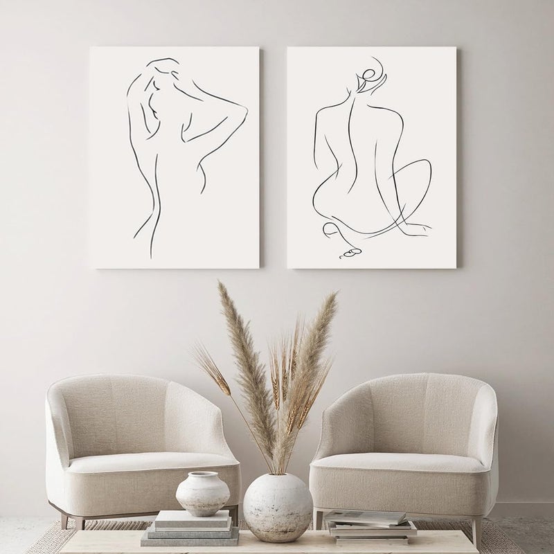 PUYIQARE Abstract Figures Posters Nude Yoga Woman Minimalist Canvas Painting Line Body Art Print Nordic Wall Pictures Bedoom Decoration Framed (Line Woman Art-A  12x16Inch Framed (ready to hang)) - Image 4