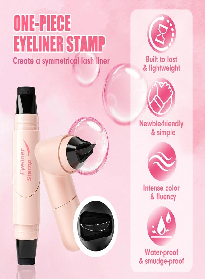 Fanterday Winged Eyeliner Stamp Pen - Dual-Ended Waterproof & Long Lasting & Smudge Proof Liquid Eye Liner Stamp, Gel Eye Pencil Eye Makeup Pen for Beginners, Create Perfect Cat Eye (Black) - Image 3