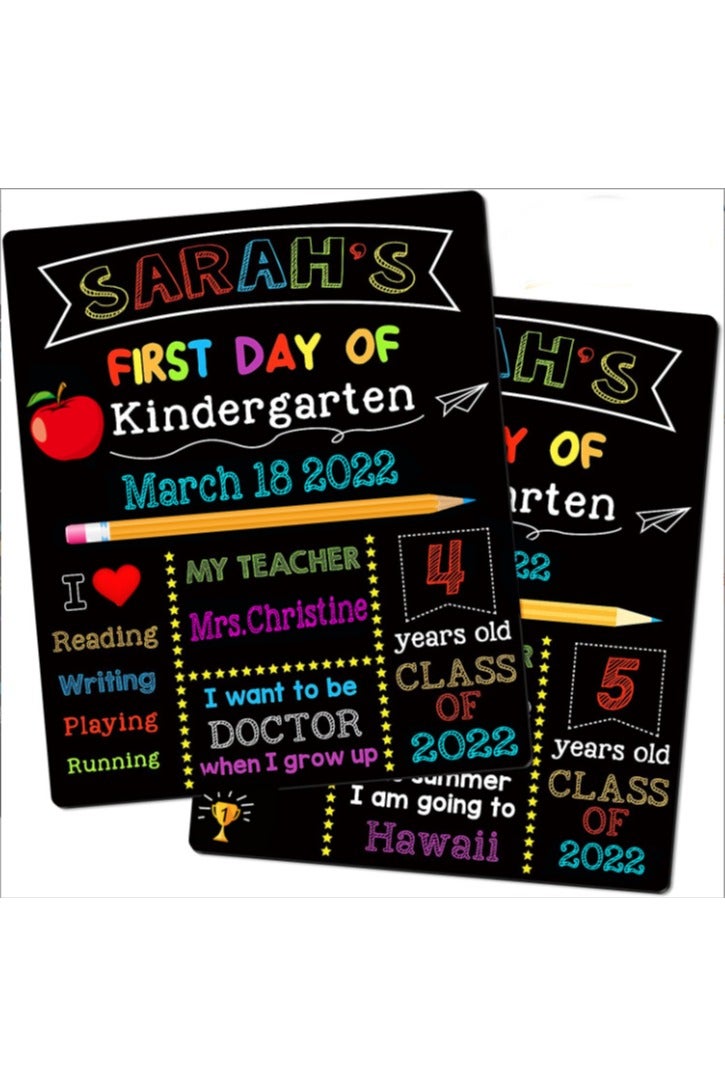 اليوم الأول اليوم الأخير من المدرسة مزدوجة الجانب سبورة التوقيع - Image 1