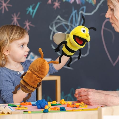 JUSTQUNSEEN Hand Puppet Realistic Plush Puppet 13",Insect Animal Puppets for Kids Insect Stuffed Animal Hand Puppet with Moveable Mouth,Soft Stuffed Bee Puppet Story Toy Puppets Role Play Show Game - Image 4