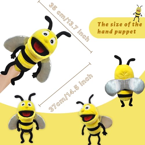 JUSTQUNSEEN Hand Puppet Realistic Plush Puppet 13",Insect Animal Puppets for Kids Insect Stuffed Animal Hand Puppet with Moveable Mouth,Soft Stuffed Bee Puppet Story Toy Puppets Role Play Show Game - Image 2