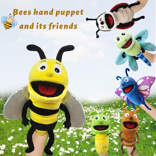 JUSTQUNSEEN Hand Puppet Realistic Plush Puppet 13",Insect Animal Puppets for Kids Insect Stuffed Animal Hand Puppet with Moveable Mouth,Soft Stuffed Bee Puppet Story Toy Puppets Role Play Show Game - Image 5