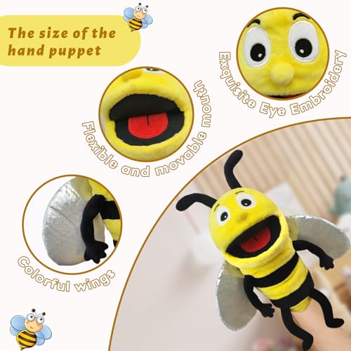 JUSTQUNSEEN Hand Puppet Realistic Plush Puppet 13",Insect Animal Puppets for Kids Insect Stuffed Animal Hand Puppet with Moveable Mouth,Soft Stuffed Bee Puppet Story Toy Puppets Role Play Show Game - Image 3