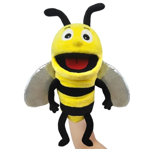 JUSTQUNSEEN Hand Puppet Realistic Plush Puppet 13",Insect Animal Puppets for Kids Insect Stuffed Animal Hand Puppet with Moveable Mouth,Soft Stuffed Bee Puppet Story Toy Puppets Role Play Show Game - Image 1