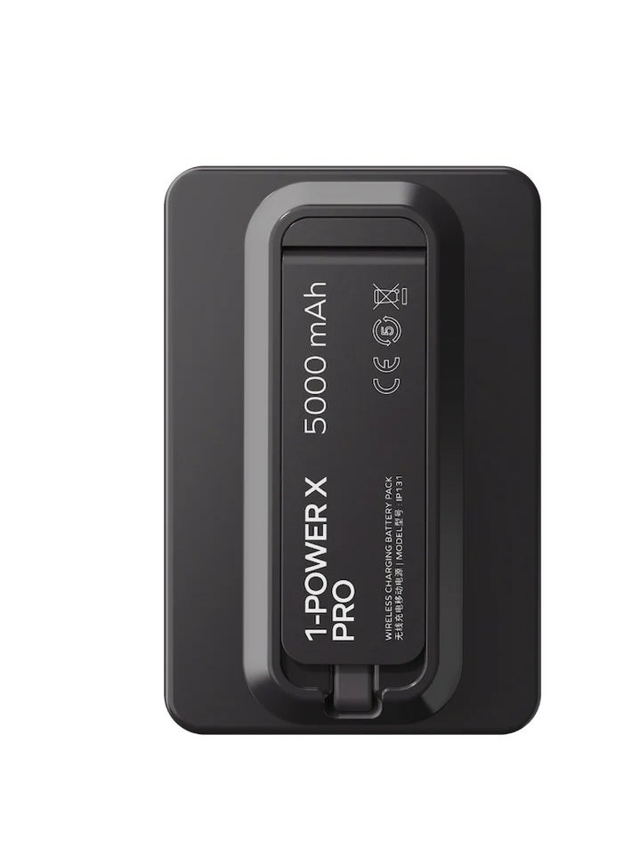 موماكس - 1- باور X برو+ بنك طاقة لاسلكي مغناطيسي 5000mAh مع كابل USB-C مدمج - Image 1