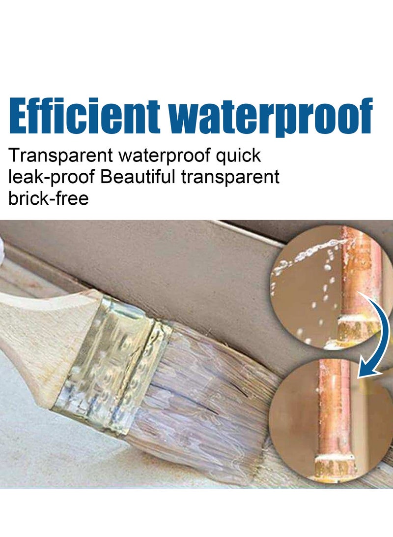 Jue-Fish Transparent Waterproof Adhesive Transparent Waterproof Coating Bathroom Balcony Free Smashing Brick Roof Leakproof Adhesive 100g + Brush (boxed) - Image 2