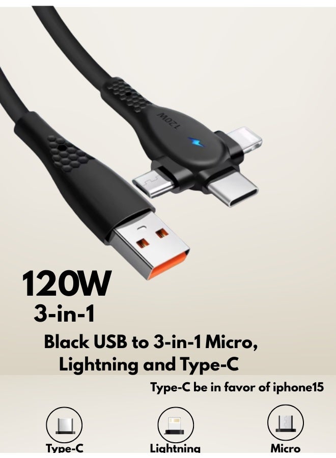 3-in-1 USB Type C Charger Wire for iPhone 15 14 Android Type-C Mobile Phone Data Cord Cables USB Micro Fast Charging Cable - Image 1