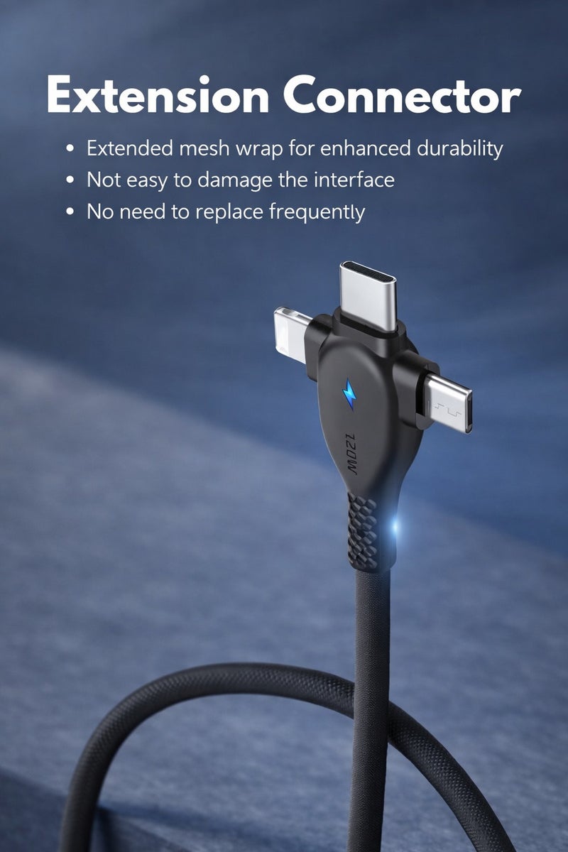 كابل شاحن 3 في 1 USB Type C لأجهزة iPhone 15 14 Android Type-C كابل بيانات الهاتف المحمول كابل شحن سريع USB Micro - Image 4
