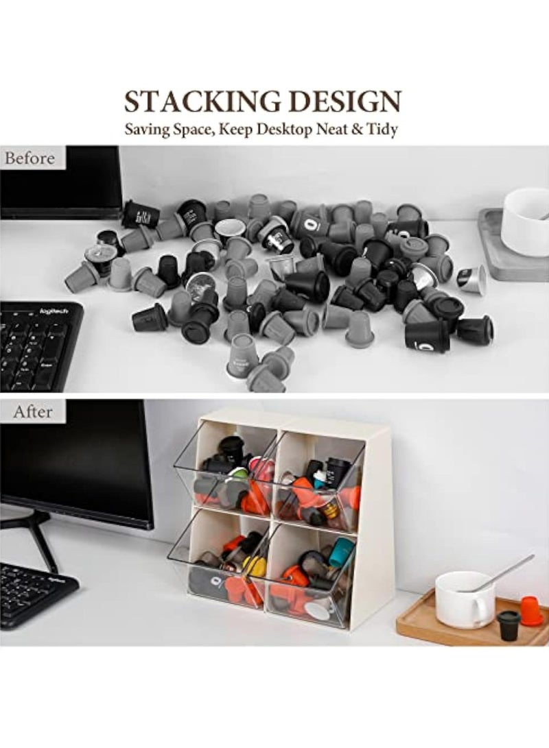 Arabest Coffee Capsule Storage Holder, Acrylic Storage Organizer, Clear Tea Bags Storage Organizer for K Cups, Tea Bags, Creamer, Sugar Bags, Capsule (2 Pack)  - Image 3