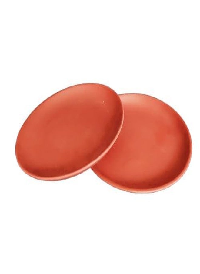 SHRIYAM CRAFT Earthenware Clay Dinner Plates 8 Inch - Terracotta Serving Plates | Set of 2 for Home, Kitchen - Image 2