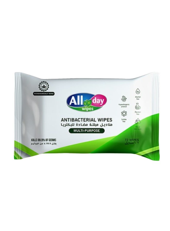 All day wipes Multi purpose Antibacterial 72 Wipes