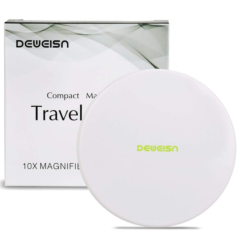 deweisn Magnifying Compact Cosmetic Mirror Elegant Compact Pocket Makeup Mirror, Handheld Travel Makeup Mirror with Powerful 10x Magnification and 1x True View Mirror for Travel or Your Purse - Image 1