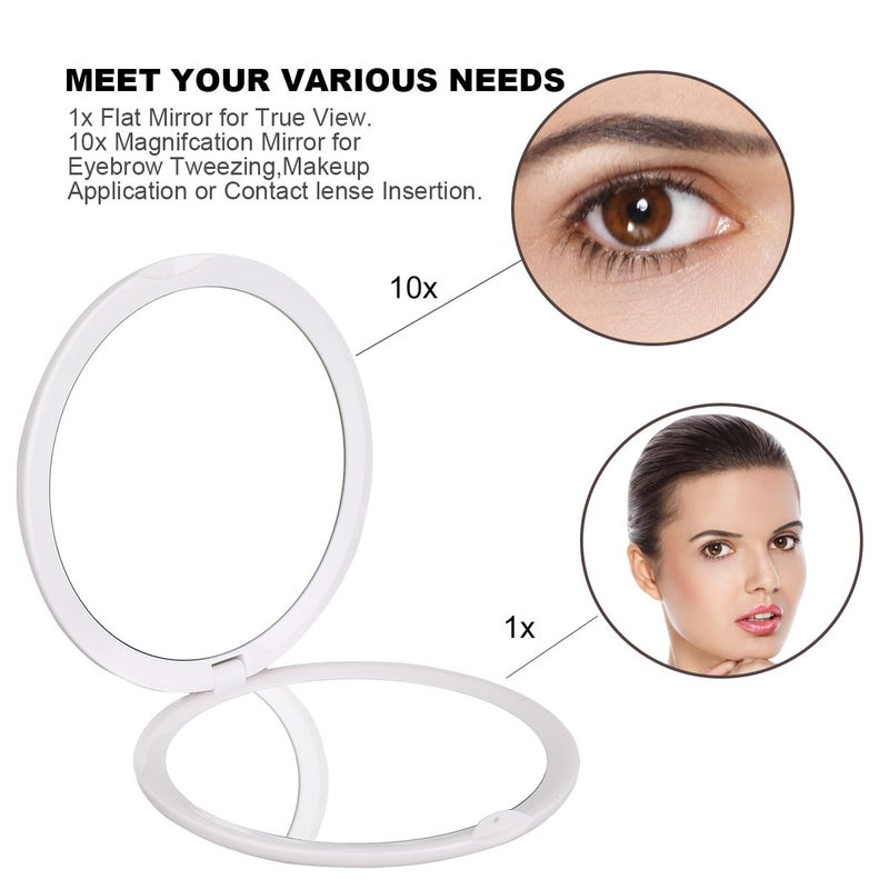 deweisn Magnifying Compact Cosmetic Mirror Elegant Compact Pocket Makeup Mirror, Handheld Travel Makeup Mirror with Powerful 10x Magnification and 1x True View Mirror for Travel or Your Purse - Image 3