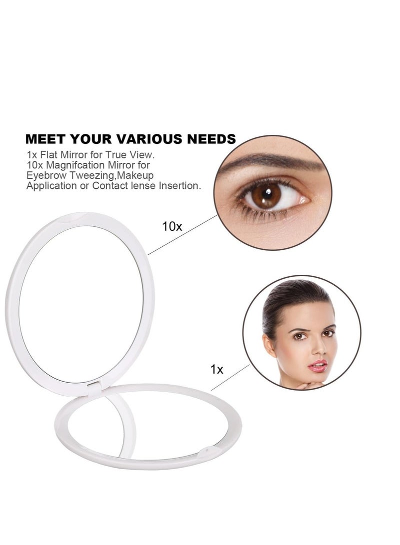 DeWEISN deweisn Magnifying Compact Cosmetic Mirror Elegant Compact Pocket Makeup Mirror, Handheld Travel Makeup Mirror with Powerful 10x Magnification and 1x True View Mirror for Travel or Your Purse  - Image 2