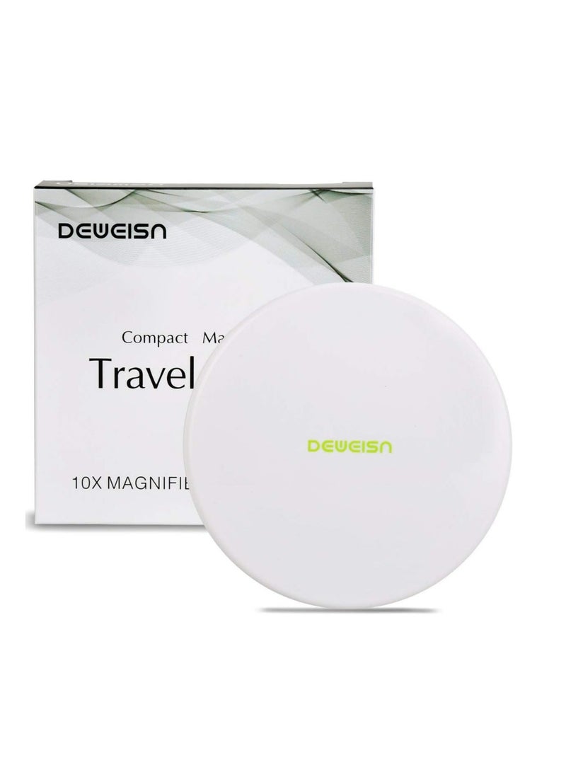 DeWEISN deweisn Magnifying Compact Cosmetic Mirror Elegant Compact Pocket Makeup Mirror, Handheld Travel Makeup Mirror with Powerful 10x Magnification and 1x True View Mirror for Travel or Your Purse  - Image 1