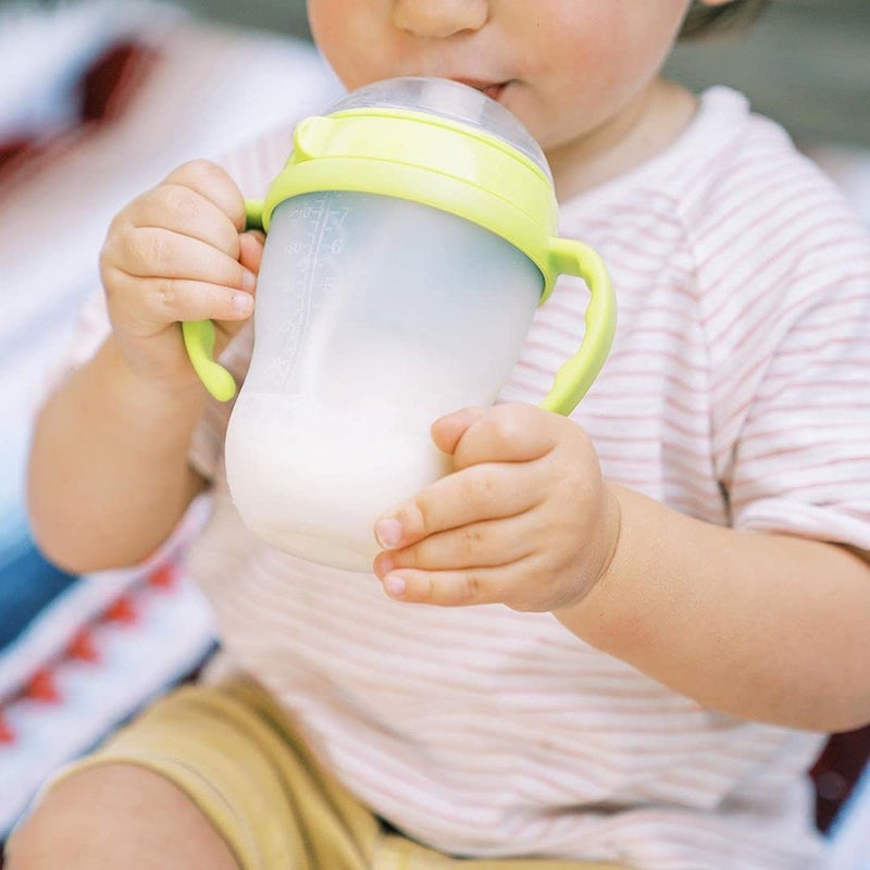 AnPei Straw Transition Cup Kit for Comotomo Baby Bottles  Conversion Kit Fits 5 and 8 Ounce Bottles  Soft Silicone Straw Top Bottle Nipple  Weighted Straw to Help Baby  2 Pack Green  Brushes - Image 2