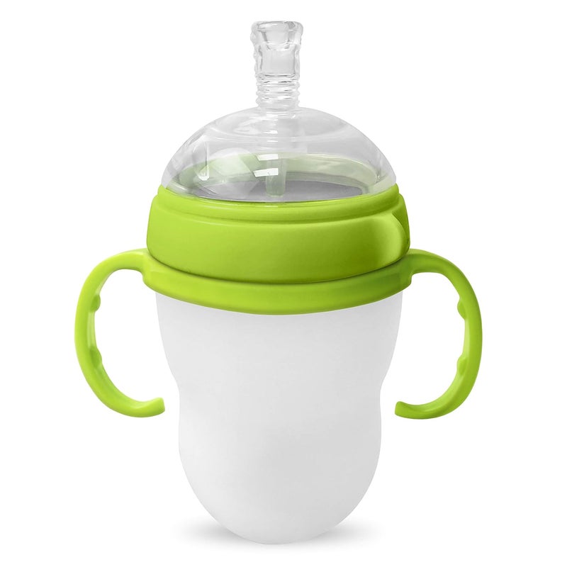 AnPei Straw Transition Cup Kit for Comotomo Baby Bottles  Conversion Kit Fits 5 and 8 Ounce Bottles  Soft Silicone Straw Top Bottle Nipple  Weighted Straw to Help Baby  2 Pack Green  Brushes - Image 5