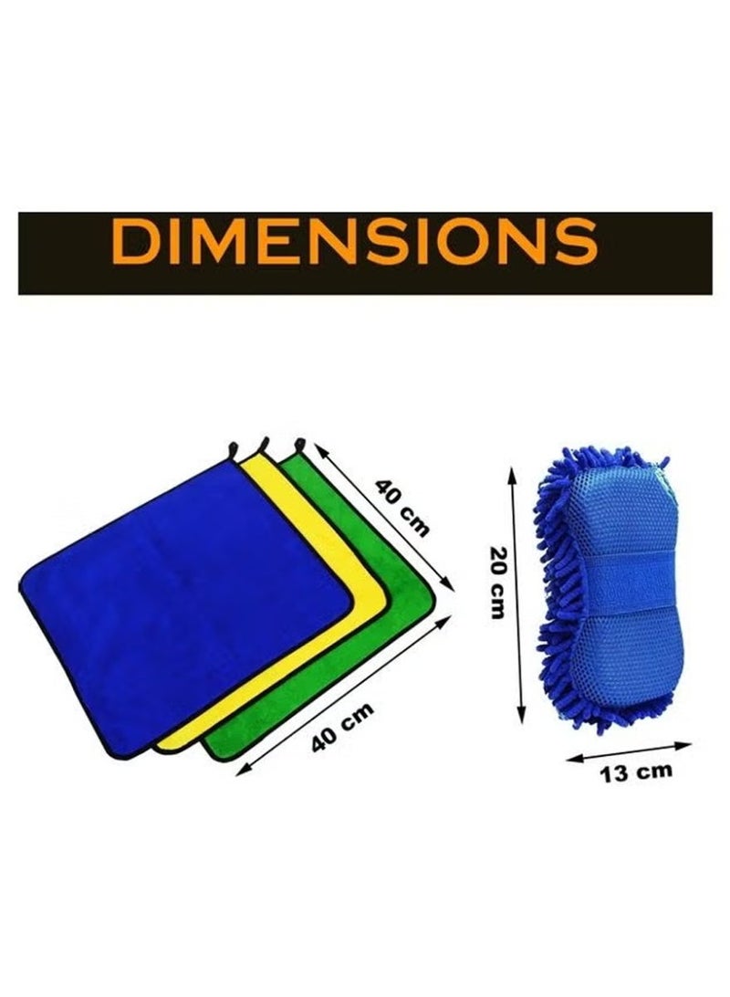 lebonaer Car Towel Microfiber Cleaning Cloth Pack of 3 with Washing Sponge- Multipurpose Towel for Washing Drying Dusting - Image 3