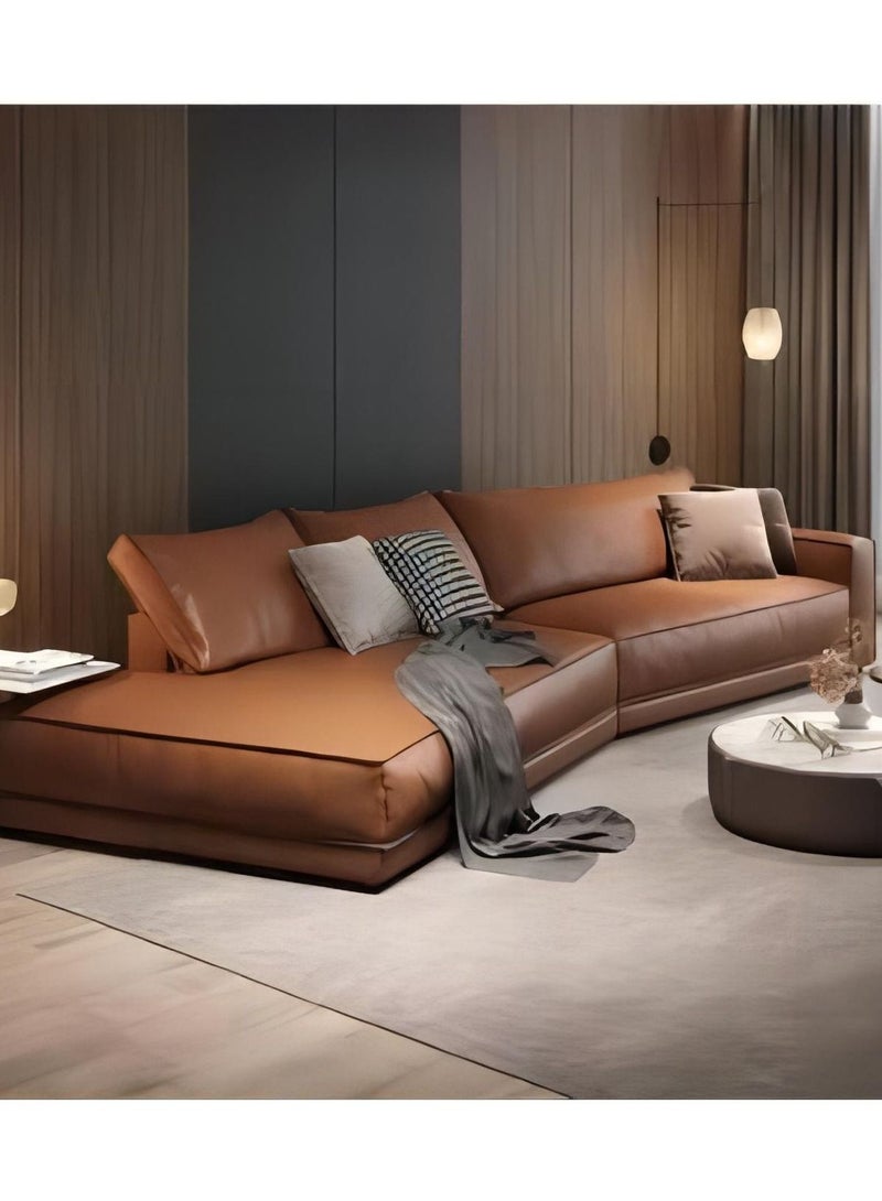 AAF FURNITURE طقم أريكة من الأثاث الفاخر الخفيف باللون البني بدون وسادة  - Image 4