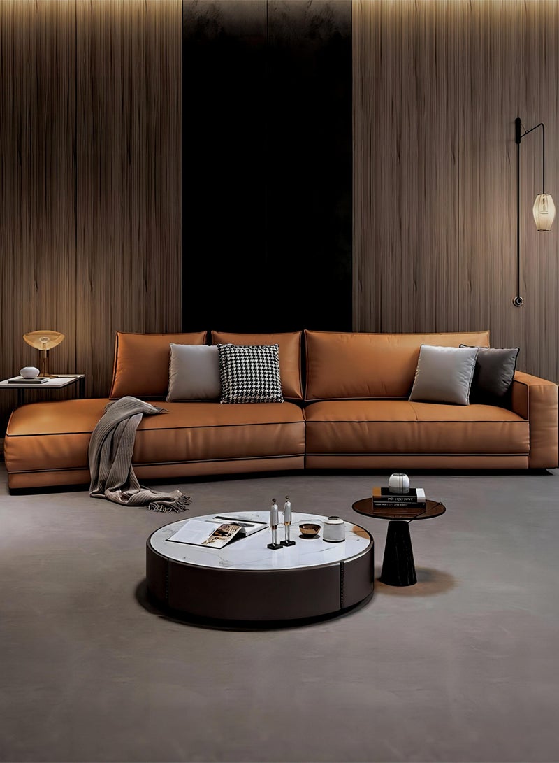 AAF FURNITURE طقم أريكة من الأثاث الفاخر الخفيف باللون البني بدون وسادة  - Image 5