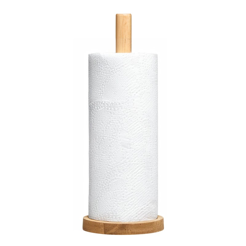 Premier Housewares Eco-friendly Kitchen Roll Holder Rubberwood Toilet Roll Holder Sturdy Base Antifungal Paper Towel Holder for Kitchen Toilet Home - Image 1