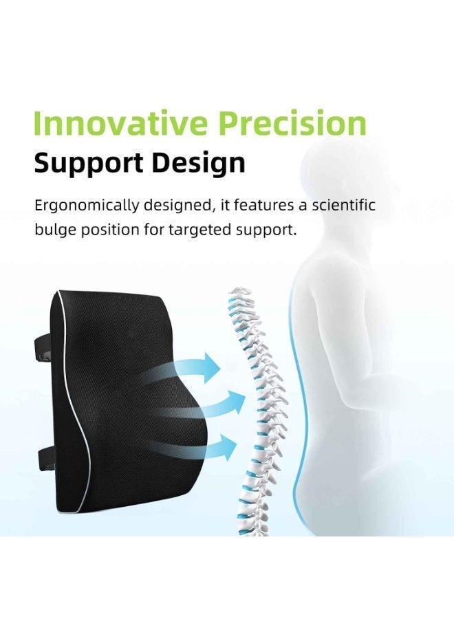 Lumbar Support Pillow,for Office Chair,Memory Foam Back Cushion for Back Pain Relief Improve Posture,Large Back Pillow for Car, Computer Chair, Recliner Breathable Mesh Cover,Double Adjustable Straps - Image 3