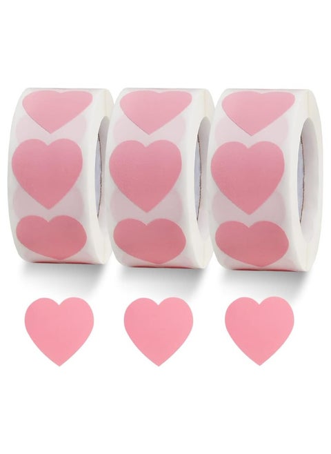 1500 Labels Pink Heart Stickers 1 inch Heart Coding Shape Paper Labels for Wedding Anniversaries Invitation Envelopes Cute Decals for Water Bottle Packaging