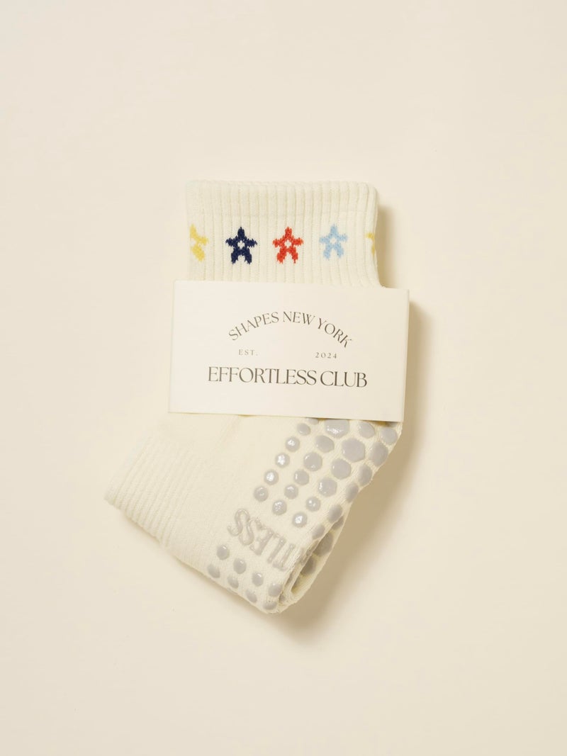 Shapes Studio Cropped Crew Grip Socks, Cropped Crew Lemon Baby Blue,Tomato, Non-Slip Yellow Dots, for Pilates, Barre, Yoga (Cropped Crew Mini Flower) - Image 4