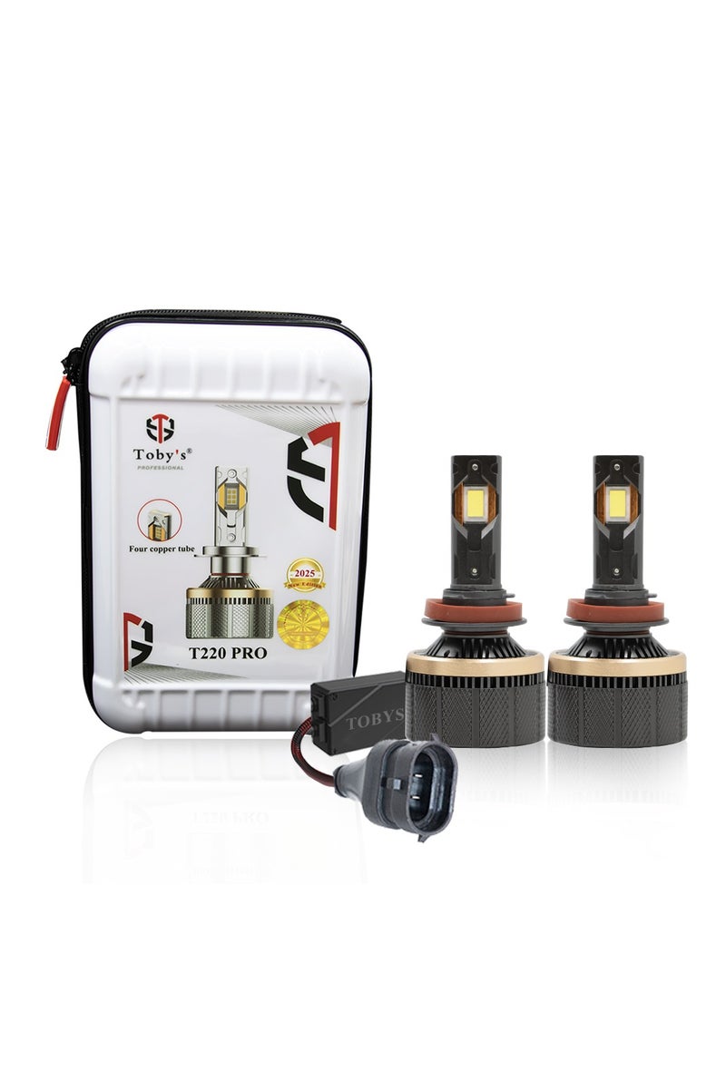 توبيز مجموعة مصابيح أمامية LED أصلية مختبرة من Toby's T220 Pro H11 بقوة 440 واط/زوج، مقاومة للماء، ألوان زاهية مع درجة حرارة 6500 كلفن - Image 1