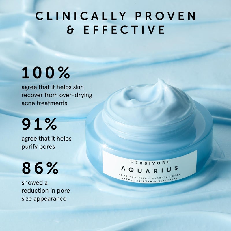HERBIVORE Aquarius Pore Purifying Clarity Cream â€“ Daily Moisturizer with BHA to Clean Pores & Balance Oily Skin for a Soft, Matte Finish, Plant-based, Vegan, Cruelty-free, 50mL / 1.7 oz - Image 2