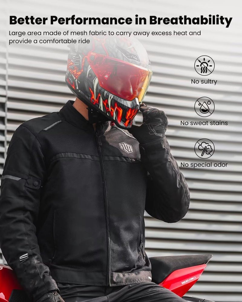 ILM Motorcycle Riding Jacket with Mesh CE Armor and Detachable Thermal Liner Dual Sport All Season for Men Model JAM1(Black, Large) - Image 3