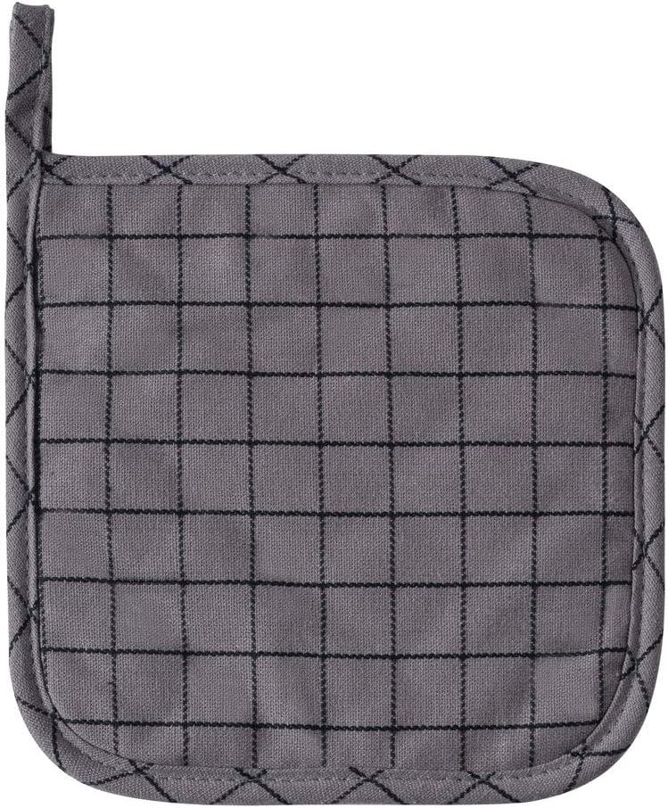 lifaith 100 Cotton Kitchen Everyday Basic Pot Holder Heat Resistant Coaster Potholder for Cooking and Baking 7 x 7Inch Set of 3 Dark Grey Plaid - Image 2