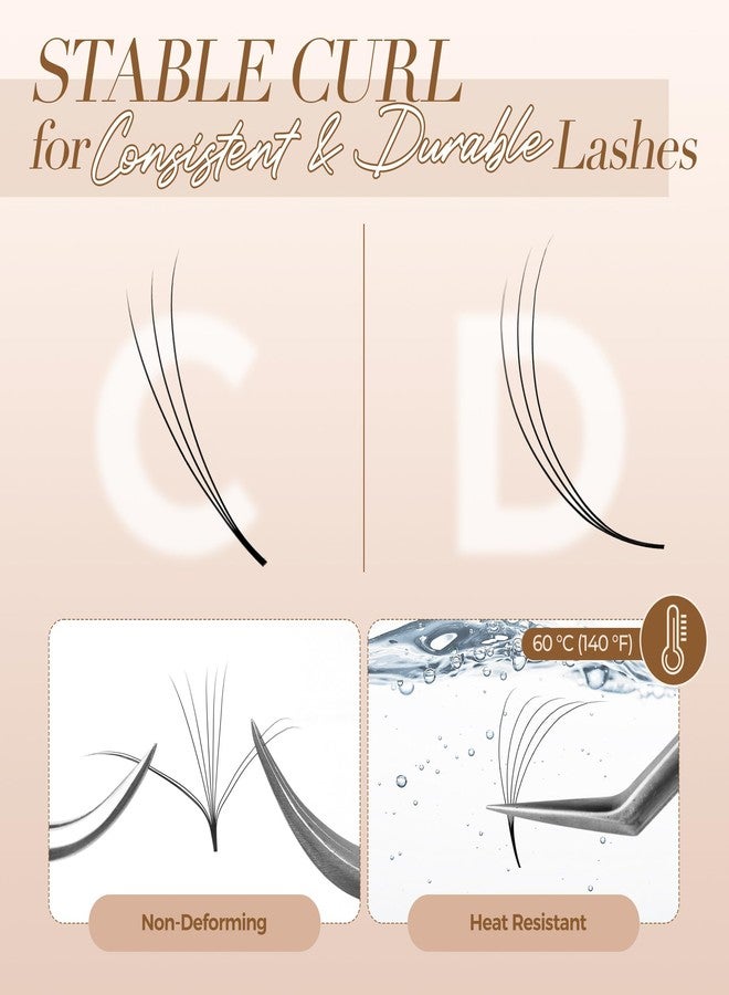 لاش فيو رموش لاشفيو الجاهزة، 320 خصلة، انحناء ثلاثي الأبعاد على شكل حرف C، سمك 0.10، أطوال متنوعة من 8 إلى 15 ملم - Image 5