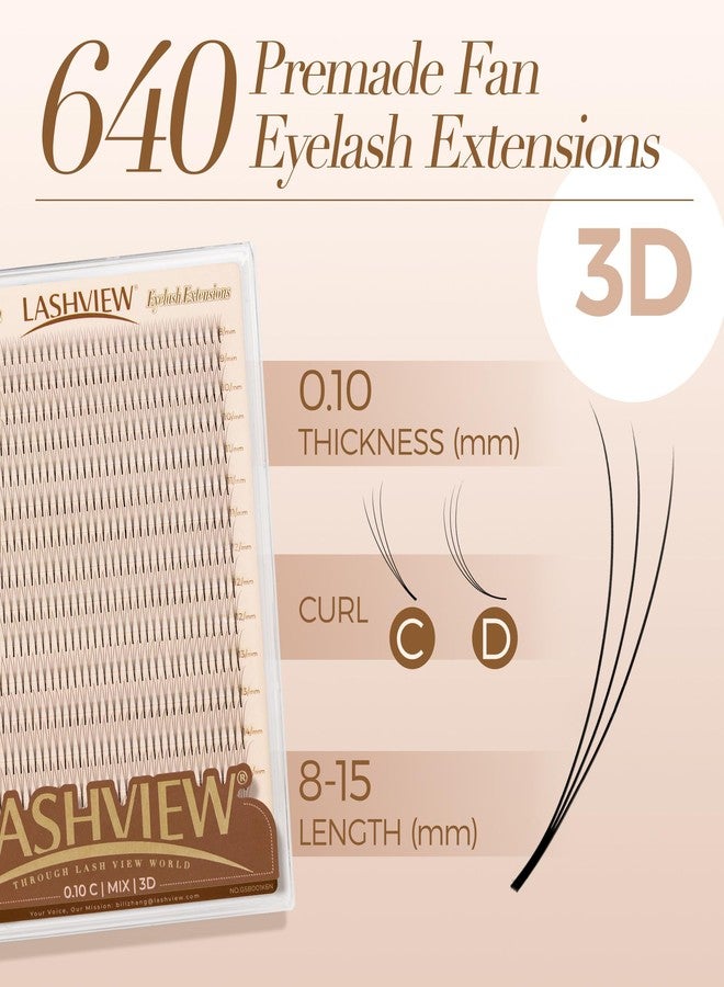 لاش فيو رموش لاشفيو الجاهزة، 320 خصلة، انحناء ثلاثي الأبعاد على شكل حرف C، سمك 0.10، أطوال متنوعة من 8 إلى 15 ملم - Image 2