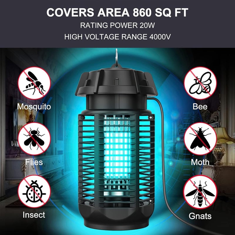 HI-FINE Bug Zapper, 20W/4000v Electric Mosquito Zapper Portable Mosquito Killer Lamp Waterproof Fly Trap Insect Killer for Indoor and Outdoor Home Backyard Camp Site Garden - Image 2
