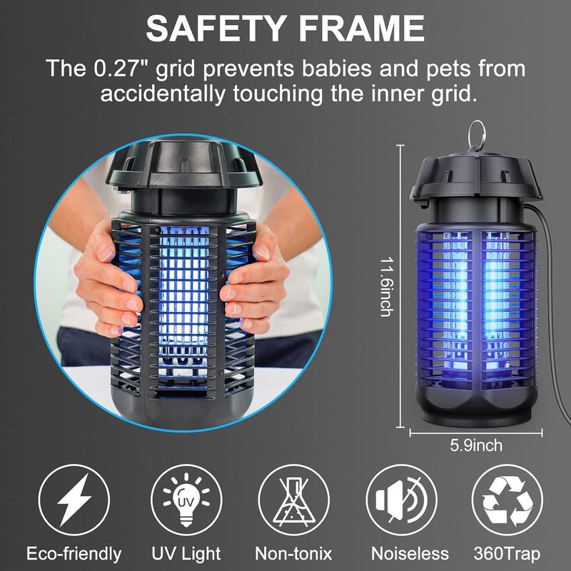 HI-FINE Bug Zapper, 20W/4000v Electric Mosquito Zapper Portable Mosquito Killer Lamp Waterproof Fly Trap Insect Killer for Indoor and Outdoor Home Backyard Camp Site Garden - Image 4