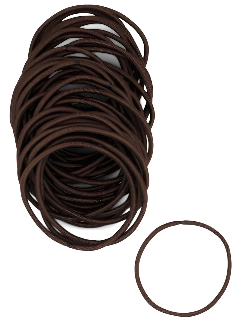 Lelet 2mm Hair Elastics, Color Match Hair Ties for Fine Hair, 1.75 Inch Standard Size Ponytail Holders, Hair Bands - 30 Count-Darkest Brown - Image 1