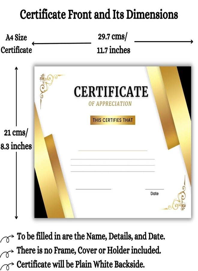 AanyaCentric Pack of 20units A4 Size 8.3 x 11.7Inch Self Fill-in Certificate of Appreciation Pre-Printed on Glossy Photo Paper Recognition Achievement Completion Award for Student Employee Trainee - Image 3