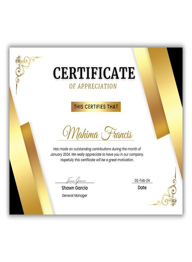 AanyaCentric Pack of 20units A4 Size 8.3 x 11.7Inch Self Fill-in Certificate of Appreciation Pre-Printed on Glossy Photo Paper Recognition Achievement Completion Award for Student Employee Trainee - Image 1