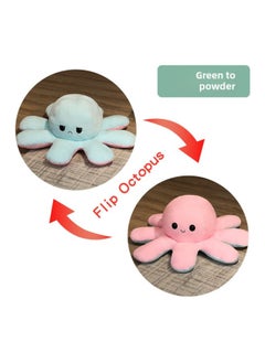 Large Cute Mood Octopus Hand Warmer Pillow Reversible Face Doll Eight Claw Flip Head Cover Stuffed Toy Doll-Color:Light Green To Pink-Height:90cm [can Be Pulled Over And Comes With 20cm Identical Styles] [can Be Flipped On Both Sides]