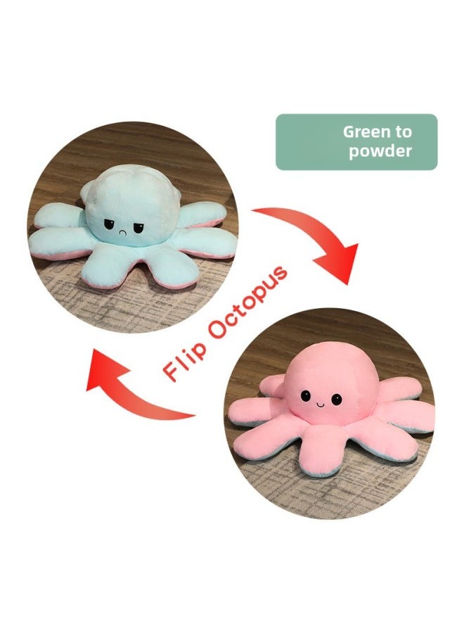 Generic - Large Cute Mood Octopus Hand Warmer Pillow Reversible Face Doll Eight Claw Flip Head Cover Stuffed Toy Doll-Color:Light Green To Pink-Height:90cm [can Be Pulled Over And Comes With 20cm Identical Styles] [can Be Flipped On Both Sides] - Image 1