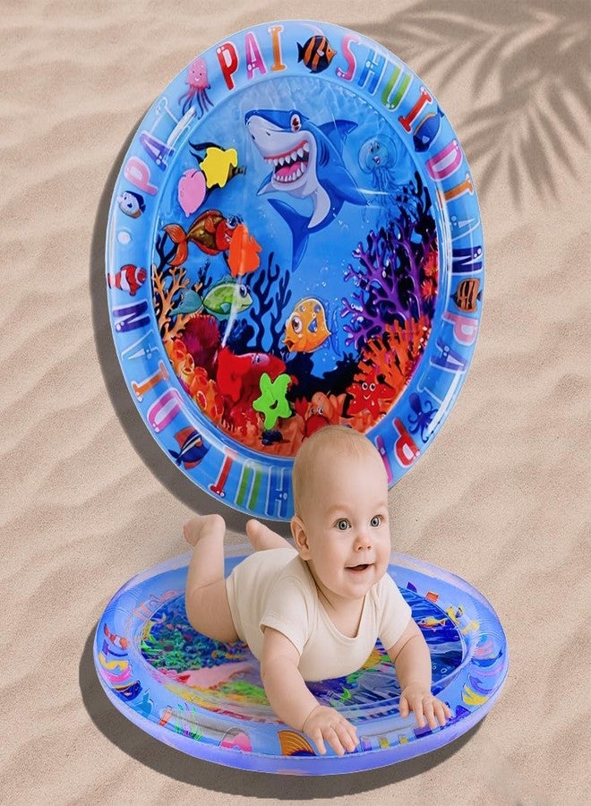Buyntry Baby Kids Water Play Mat Toys Inflatable Tummy Time Leakproof Water Play Mat, Fun Activity Play Center Indoor and Outdoor Water Play Mat for Baby Random Design (Circle Water Mat) - Image 1