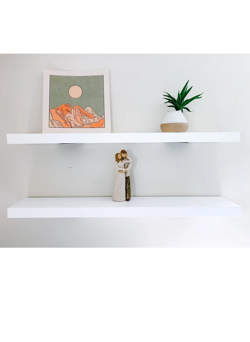 DubaiGallery Floating Wall Mounted Shelves, Set of 2 Display Ledge Storage Shelves Bedroom Office Kitchen Living Room, Modern Home Decor, Trophy Display, Photo Frames - Image 1