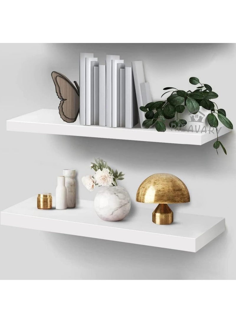 DubaiGallery Floating Wall Mounted Shelves, Set of 2 Display Ledge Storage Shelves Bedroom Office Kitchen Living Room, Modern Home Decor, Trophy Display, Photo Frames - Image 4